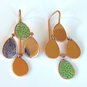 14 karat gold green tsavorite garnet earrings